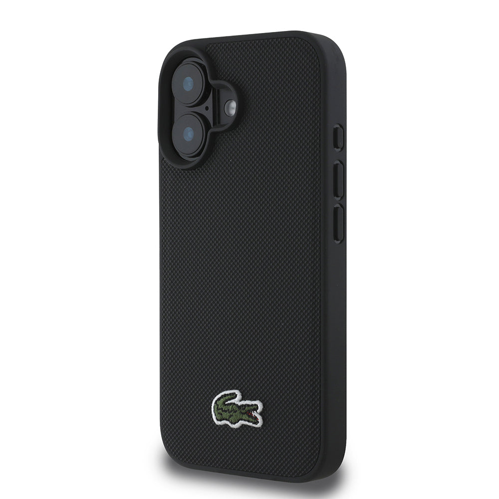 iPhone 16 Kılıf Lacoste Orjinal Lisanslı PU Pike Desenli Arka Yüzey İkonik Timsah Dokuma Logolu Kılıf + Type-C Kablo 1.5m