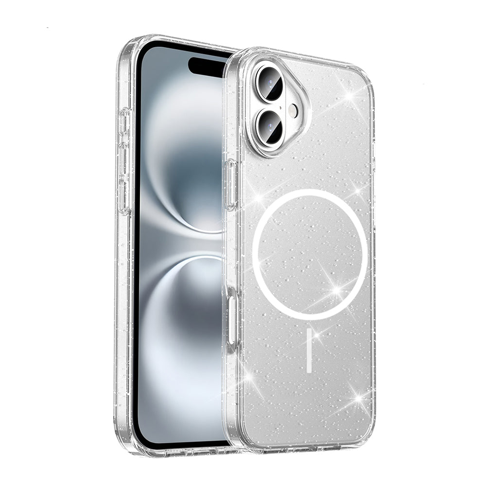 Cepax iPhone 16 M-safe Şarj Özellikli Parlayan Simli Saydam Renkli Maris Kılıf