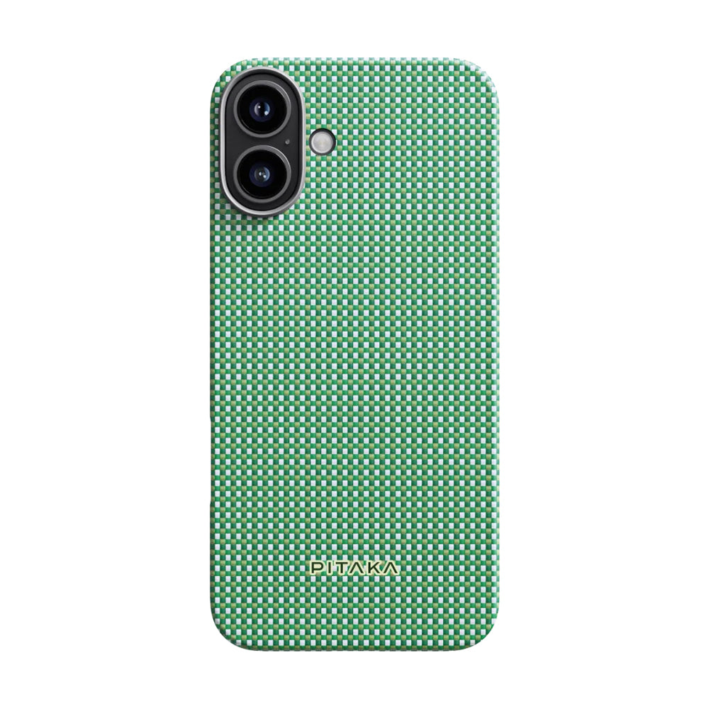 Pitaka Ultra-Slim Classic Serisi iPhone 16 M-safe Şarj Özellikli Aramid Fiber Forest Green Kılıf