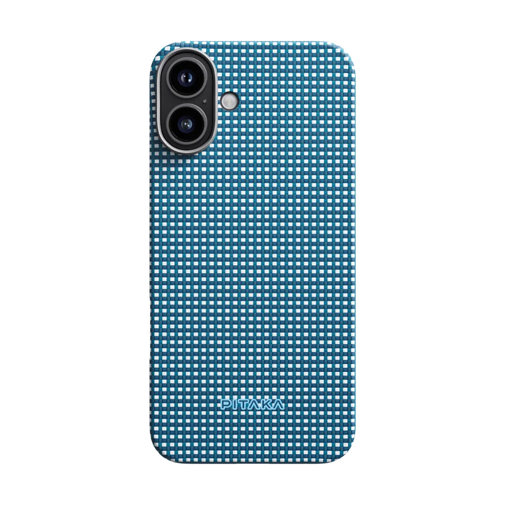 Pitaka Ultra-Slim Classic Serisi iPhone 16 M-safe Şarj Özellikli Aramid Fiber Ocean Blue Kılıf
