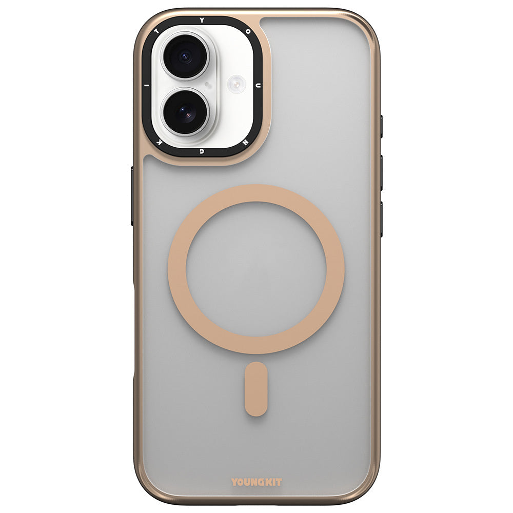 Youngkit Gemstone Serisi iPhone 16 Magsafe Şarj Özellikli Cam Arka Yüzey TPU Kılıf