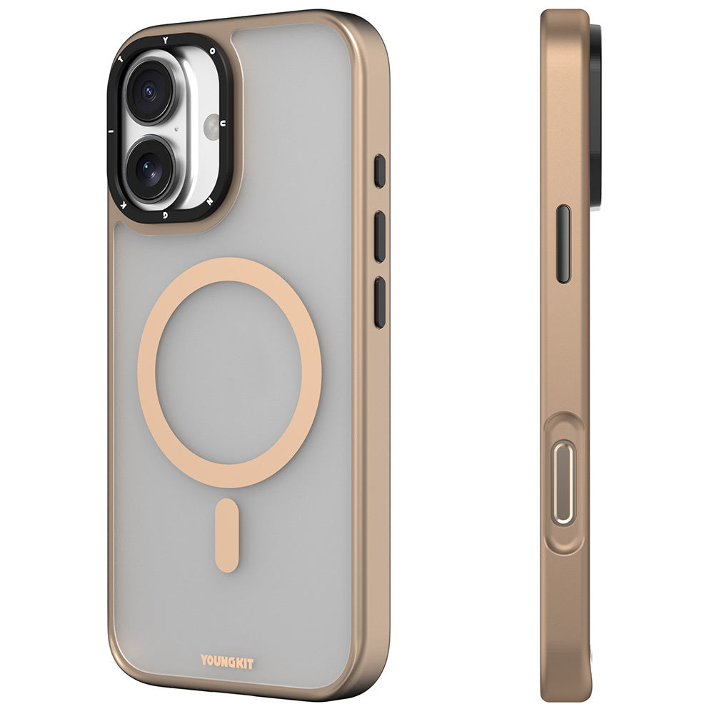Youngkit Gemstone Serisi iPhone 16 Magsafe Şarj Özellikli Cam Arka Yüzey TPU Kılıf