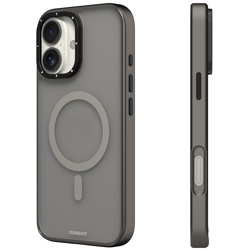 Youngkit Gemstone Serisi iPhone 16 Magsafe Şarj Özellikli Cam Arka Yüzey TPU Kılıf