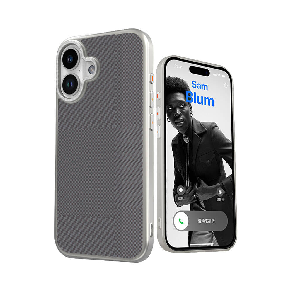 Mutural Montage iPhone 16 M-safe Şarj Özellikli Karbon Fiber Desenli Kılıf