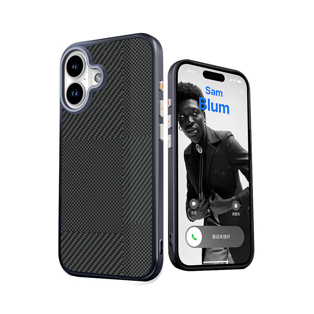 Mutural Montage iPhone 16 M-safe Şarj Özellikli Karbon Fiber Desenli Kılıf