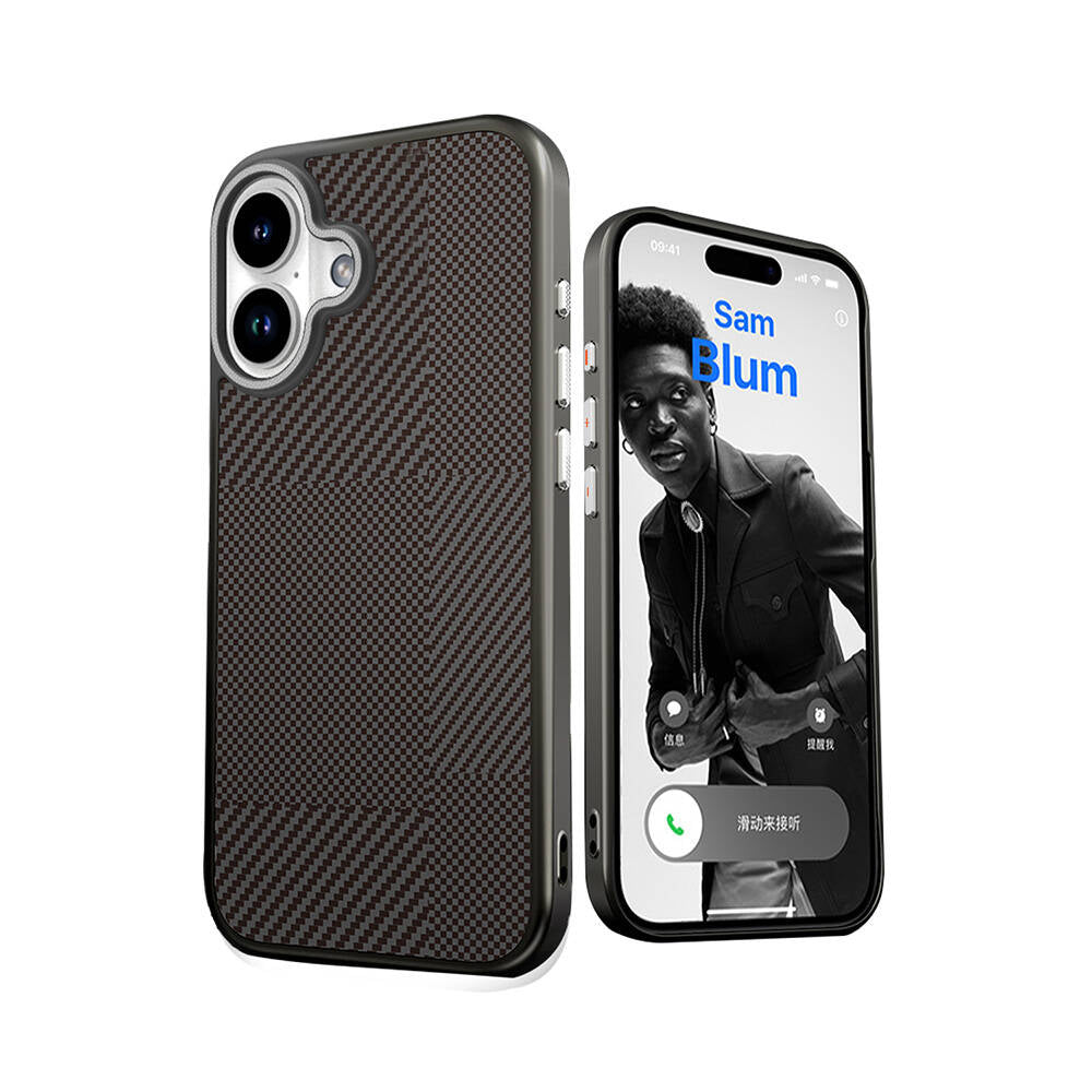Mutural Montage iPhone 16 M-safe Şarj Özellikli Karbon Fiber Desenli Kılıf
