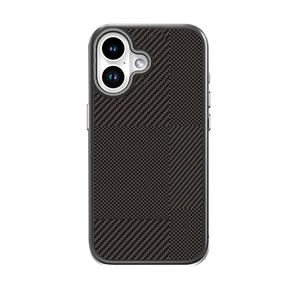 Mutural Montage iPhone 16 M-safe Şarj Özellikli Karbon Fiber Desenli Kılıf