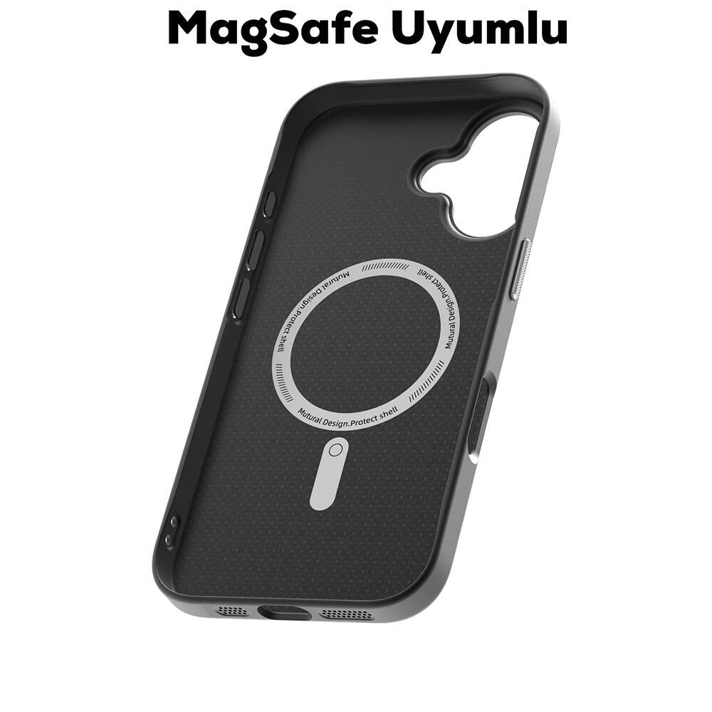 Mutural Montage iPhone 16 M-safe Şarj Özellikli Karbon Fiber Desenli Kılıf