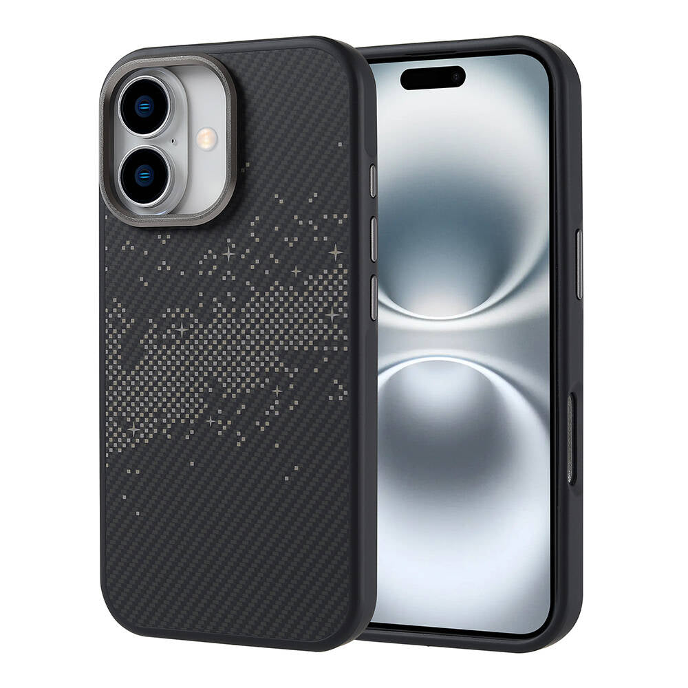 Cepax iPhone 16 M-safe Şarj Özellikli Karbon Fiber Tasarımlı Vave Kılıf