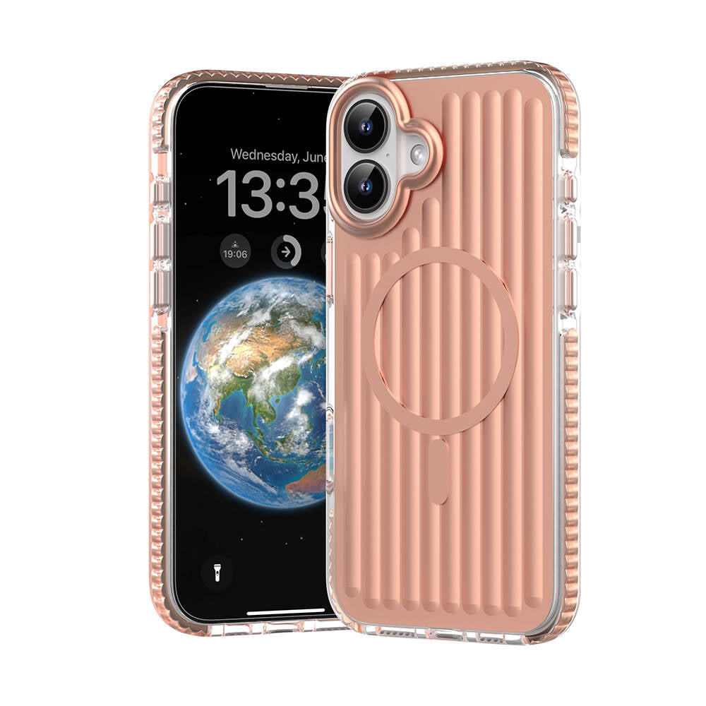 iPhone 16 Kılıf M-safe Şarj Özellikli Oyuklu Tasarım Mutural Bumpy Clear Kılıf