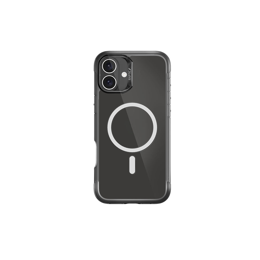 Raptic Air Serisi iPhone 16 Kılıf M-safe Şarj Özellikli Airbag Tasarımlı Metal Köşelikli Şeffaf Kılıf