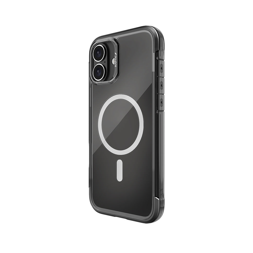 Raptic Air Serisi iPhone 16 Kılıf M-safe Şarj Özellikli Airbag Tasarımlı Metal Köşelikli Şeffaf Kılıf