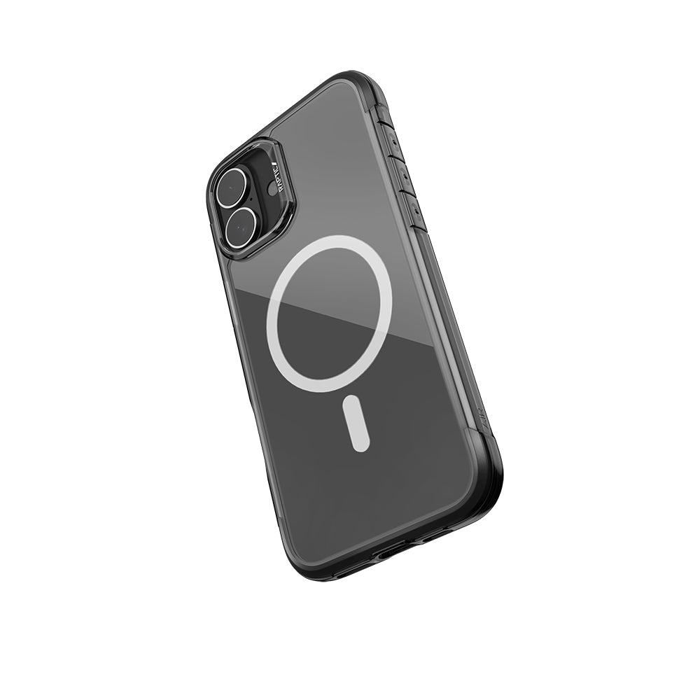 Raptic Air Serisi iPhone 16 Kılıf M-safe Şarj Özellikli Airbag Tasarımlı Metal Köşelikli Şeffaf Kılıf
