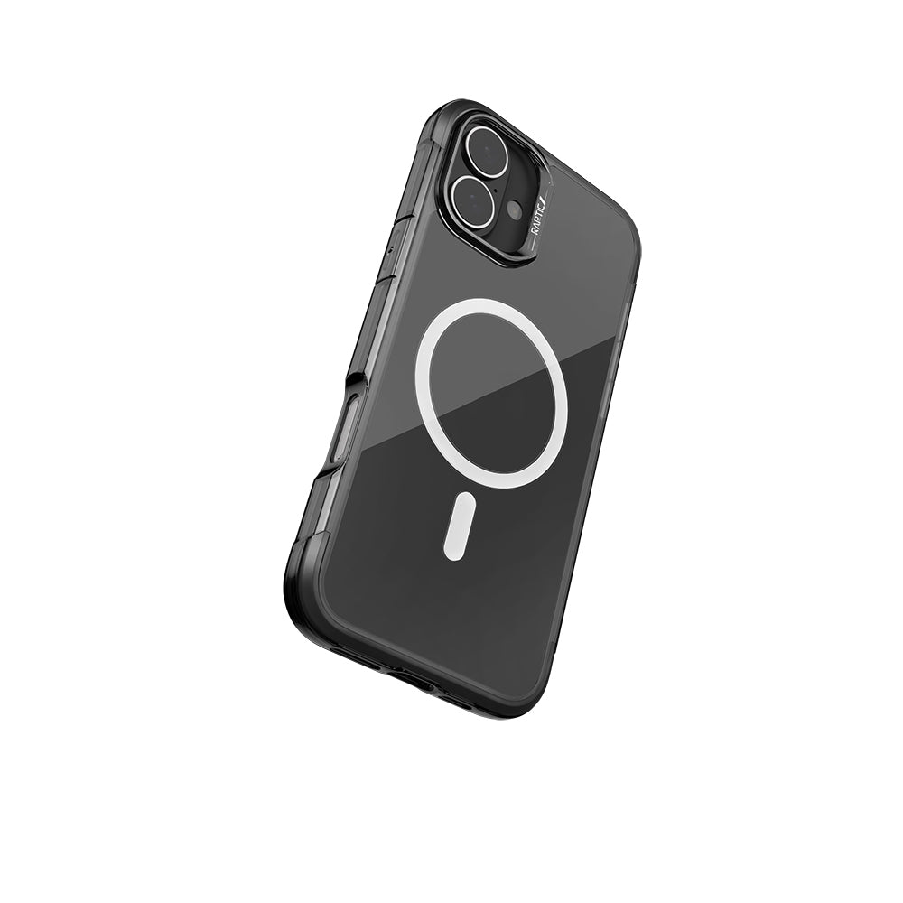 Raptic Air Serisi iPhone 16 Kılıf M-safe Şarj Özellikli Airbag Tasarımlı Metal Köşelikli Şeffaf Kılıf