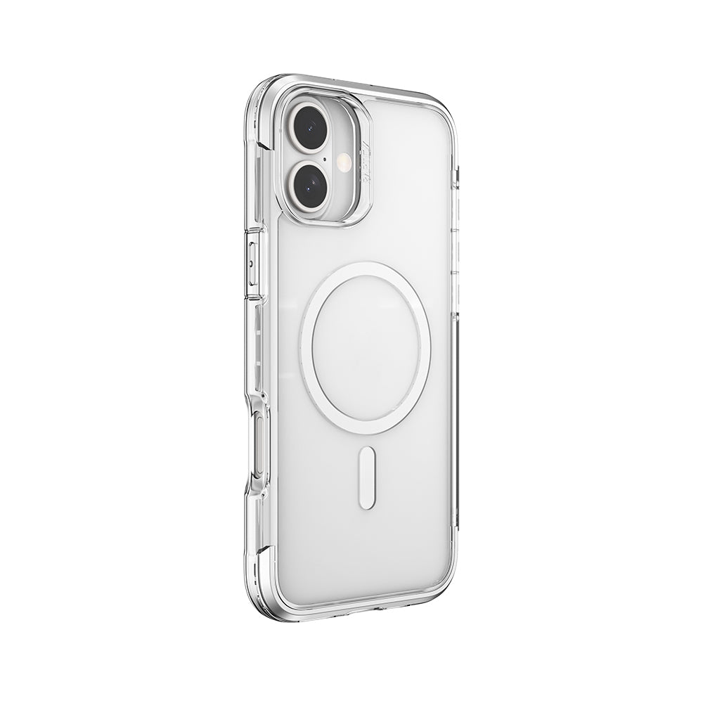 Raptic Air Serisi iPhone 16 Kılıf M-safe Şarj Özellikli Airbag Tasarımlı Metal Köşelikli Şeffaf Kılıf