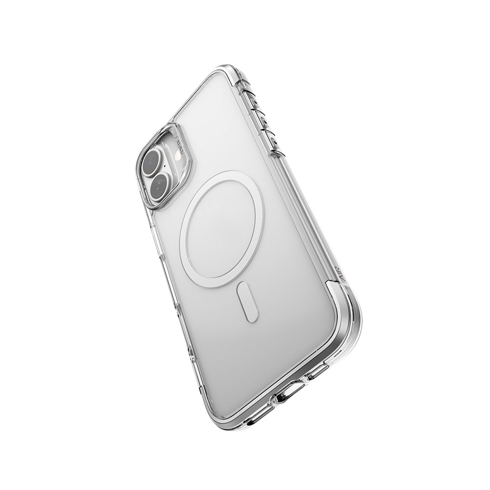 Raptic Air Serisi iPhone 16 Kılıf M-safe Şarj Özellikli Airbag Tasarımlı Metal Köşelikli Şeffaf Kılıf