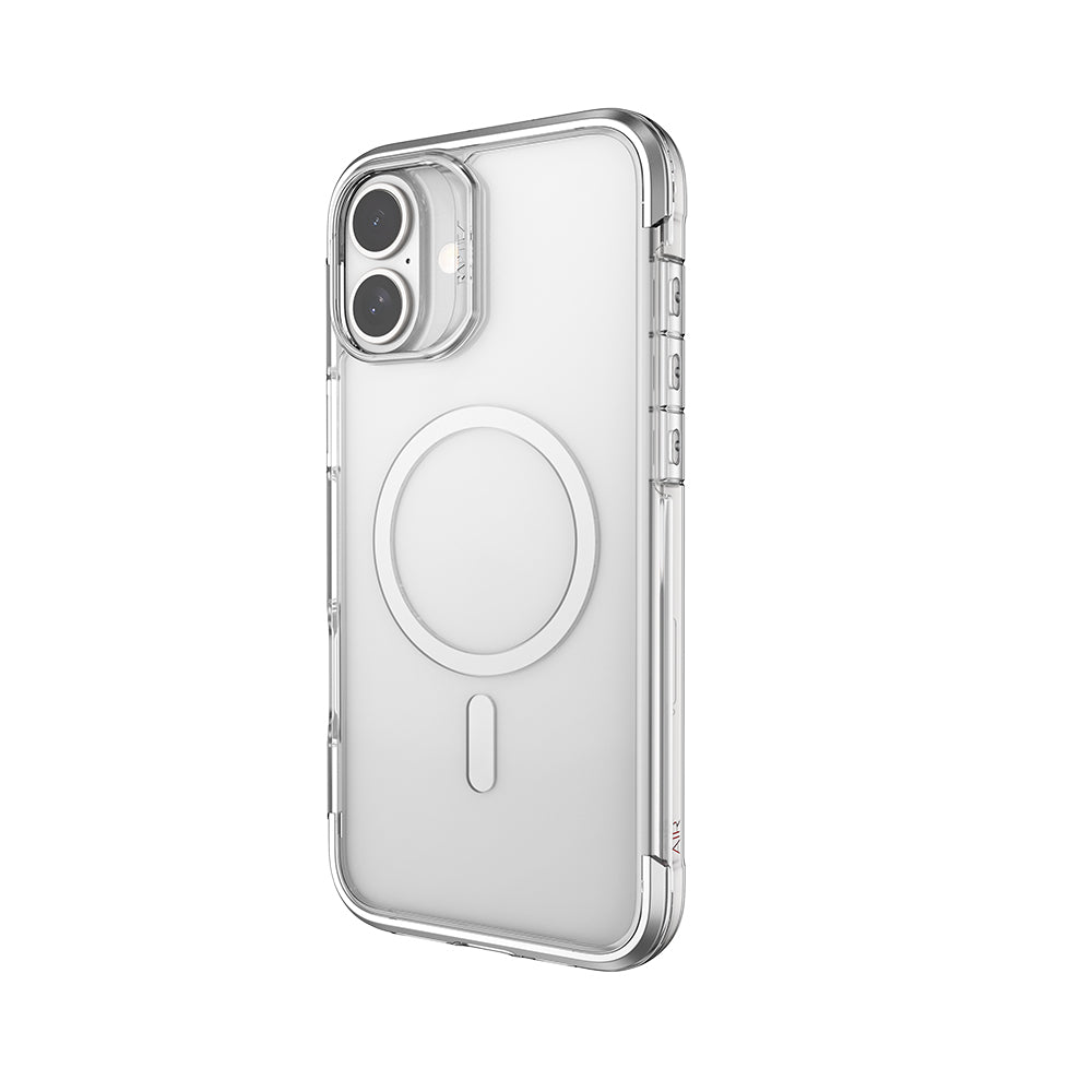 Raptic Air Serisi iPhone 16 Kılıf M-safe Şarj Özellikli Airbag Tasarımlı Metal Köşelikli Şeffaf Kılıf