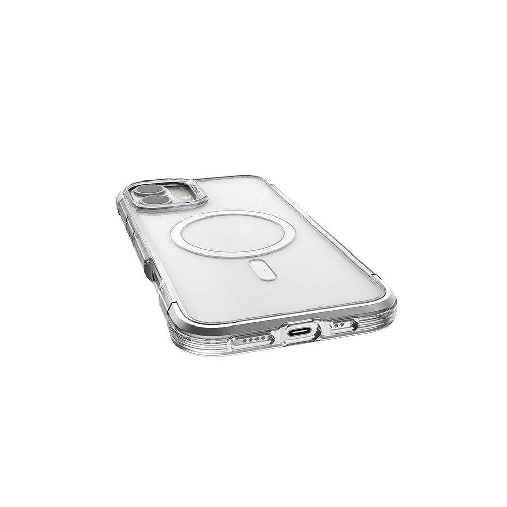 Raptic Air Serisi iPhone 16 Kılıf M-safe Şarj Özellikli Airbag Tasarımlı Metal Köşelikli Şeffaf Kılıf