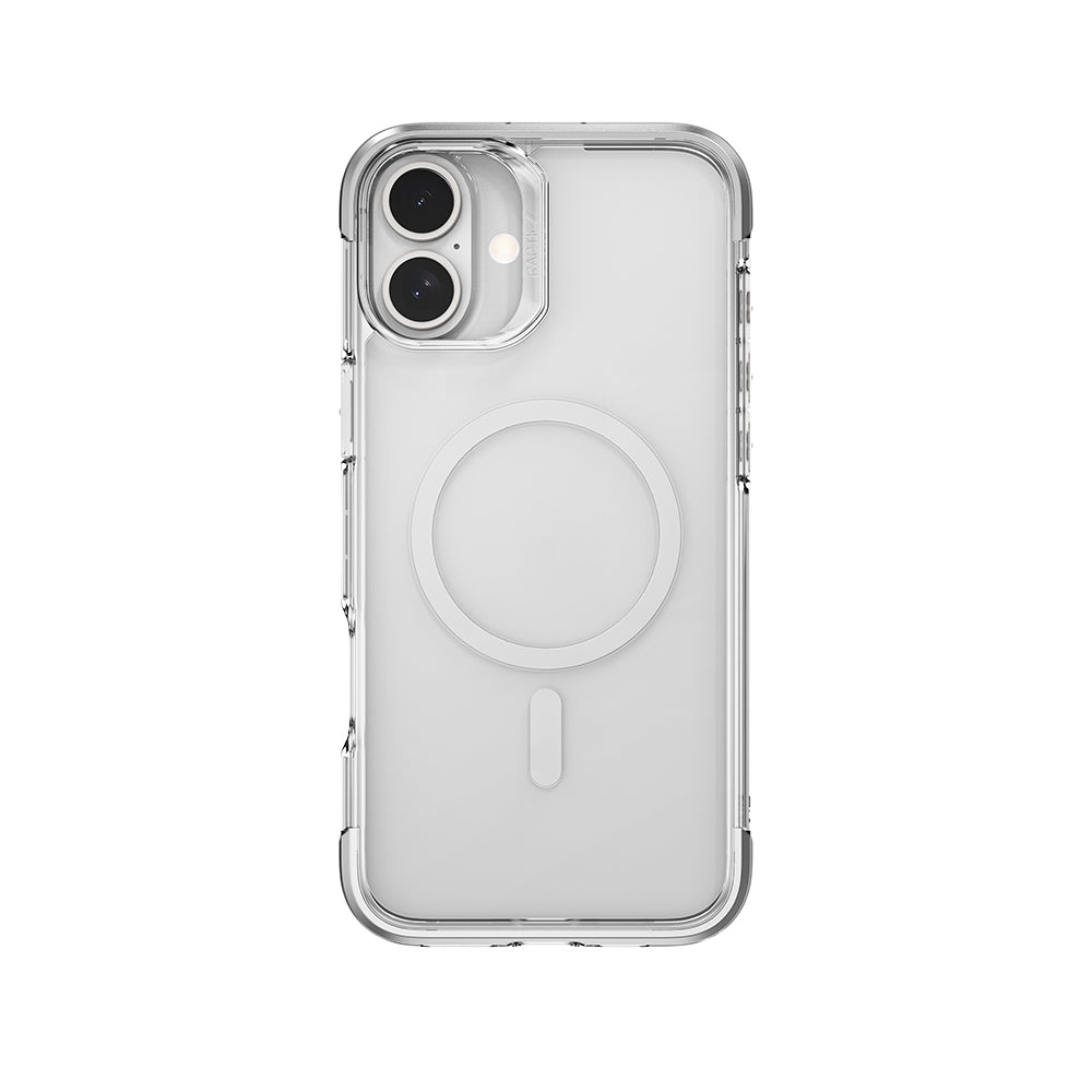 Raptic Air Serisi iPhone 16 Kılıf M-safe Şarj Özellikli Airbag Tasarımlı Metal Köşelikli Şeffaf Kılıf
