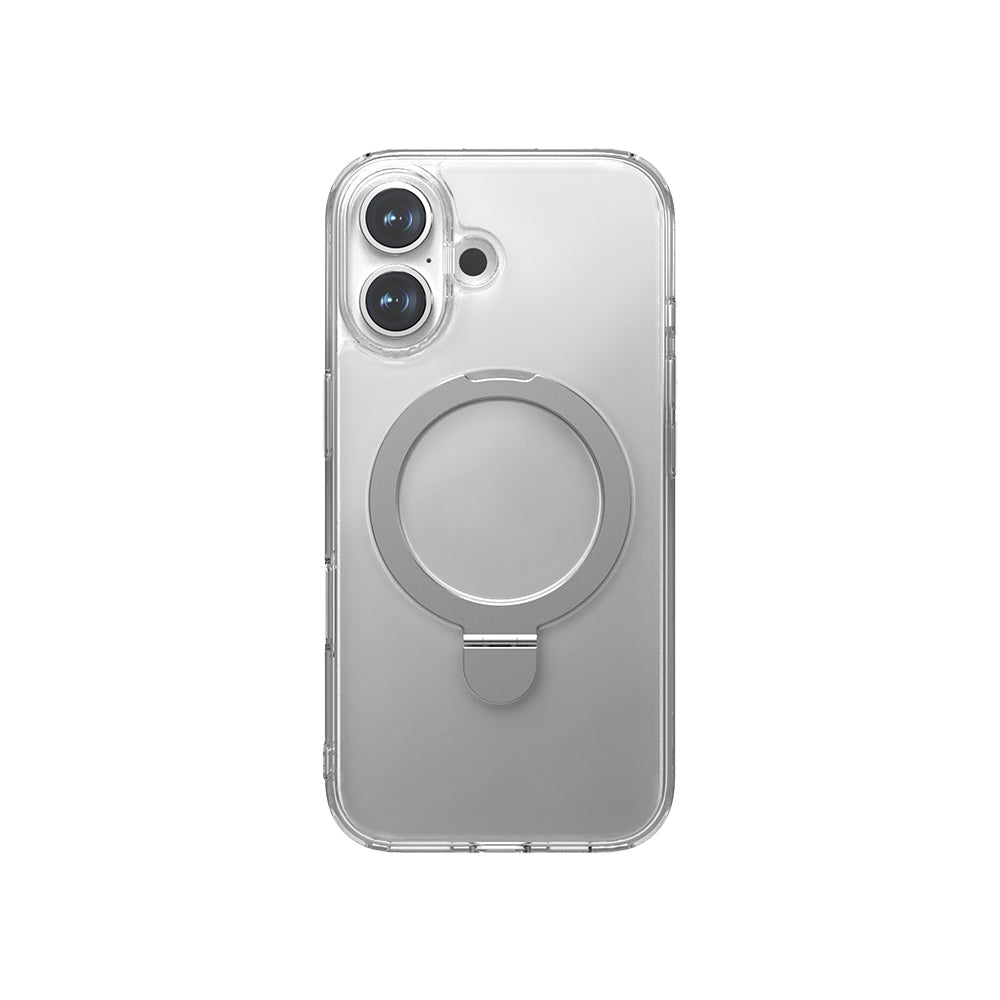 Raptic Air Stand Serisi iPhone 16 Kılıf M-safe Şarj Özellikli Buzlu Transparan Tasarımlı Standlı Kılıf