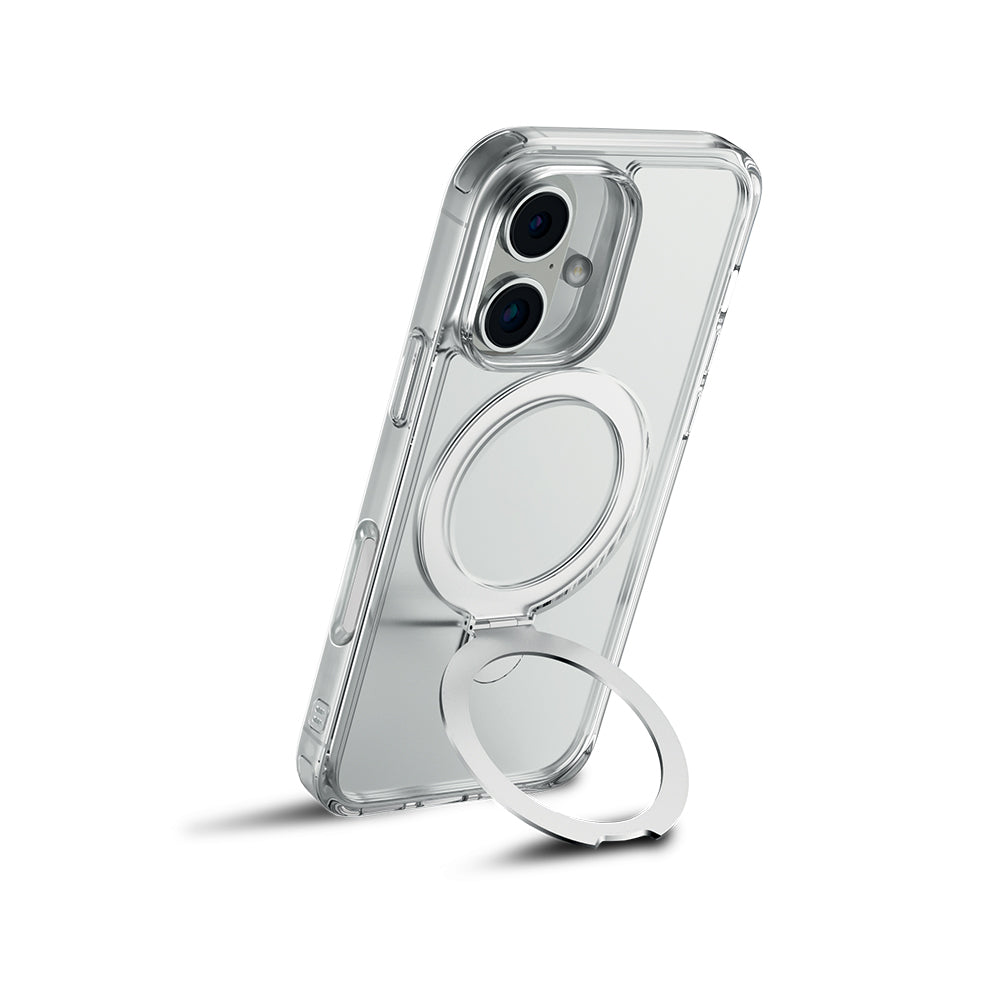 Raptic Air Stand Serisi iPhone 16 Kılıf M-safe Şarj Özellikli Buzlu Transparan Tasarımlı Standlı Kılıf