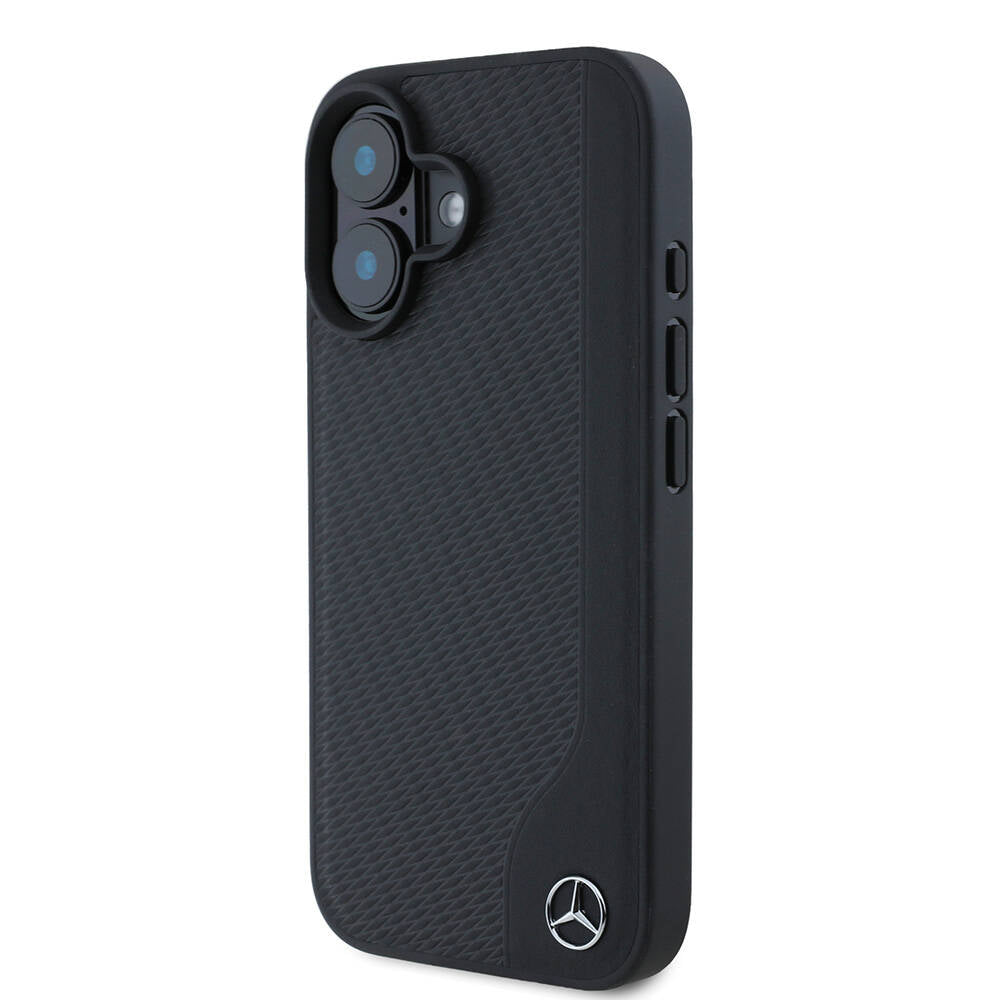 Mercedes Benz iPhone 16 Orjinal Lisanslı M-safe Şarj Özellikli 3D Metal Logolu Wood Imitation Deri Kılıf