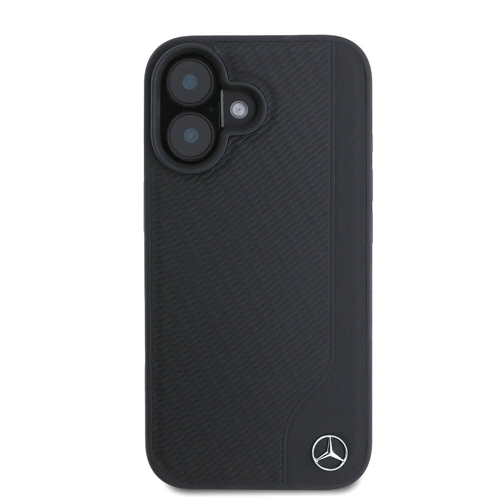Mercedes Benz iPhone 16 Orjinal Lisanslı M-safe Şarj Özellikli 3D Metal Logolu Wood Imitation Deri Kılıf