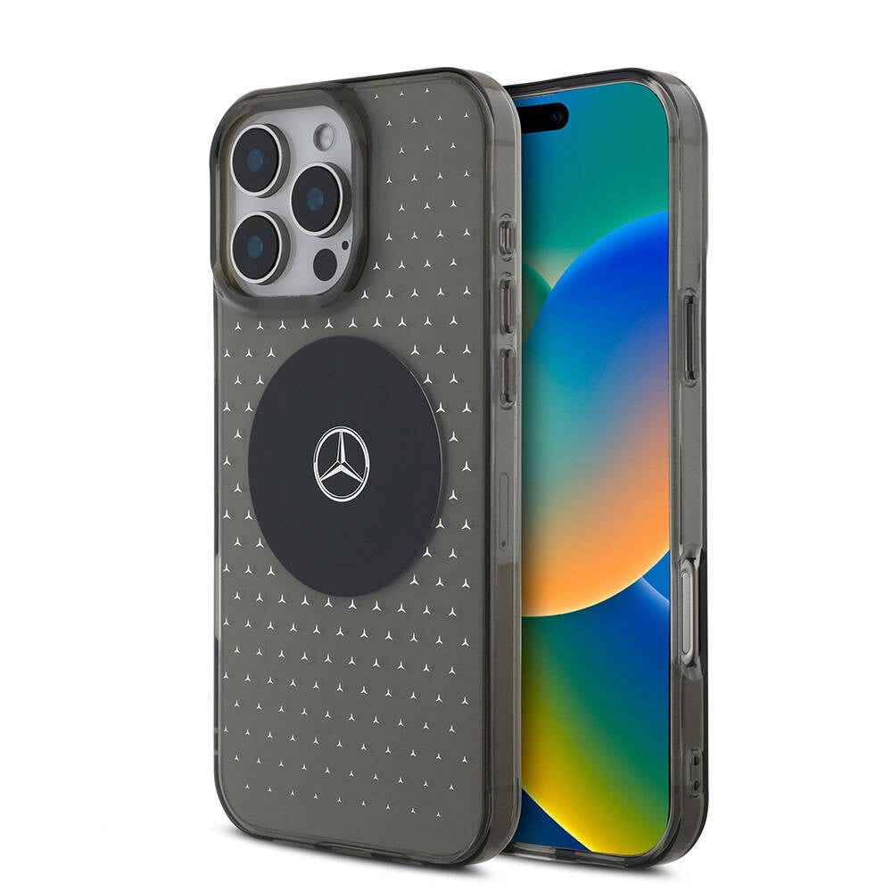 Mercedes Benz iPhone 16 Pro Max Orjinal Lisanslı M-safe Şarj Özellikli Yıldız Desenli Transparan Kılıf