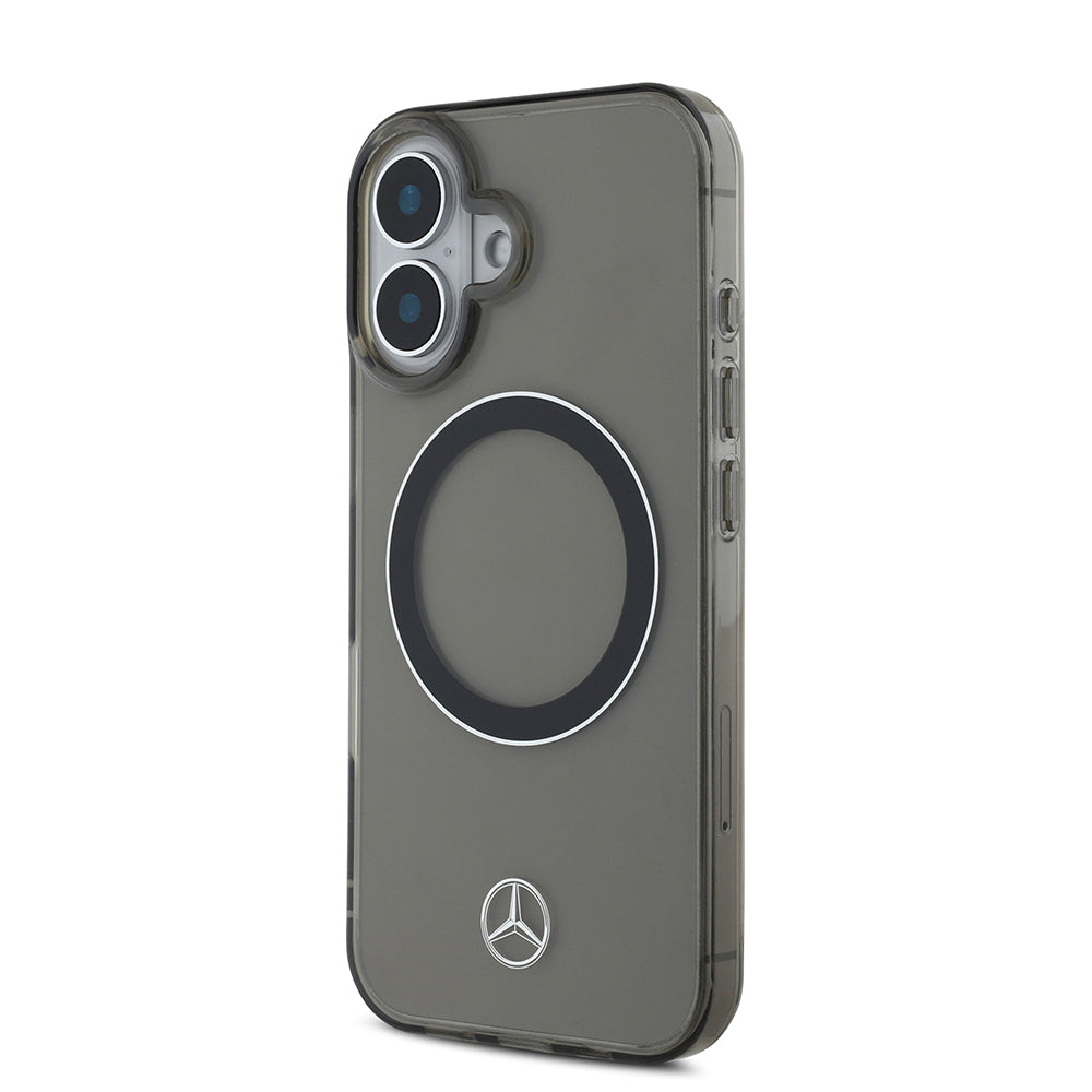 Mercedes Benz iPhone 16 Orjinal Lisanslı M-safe Şarj Özellikli Saydam Yüzey Silver Ring Kılıf