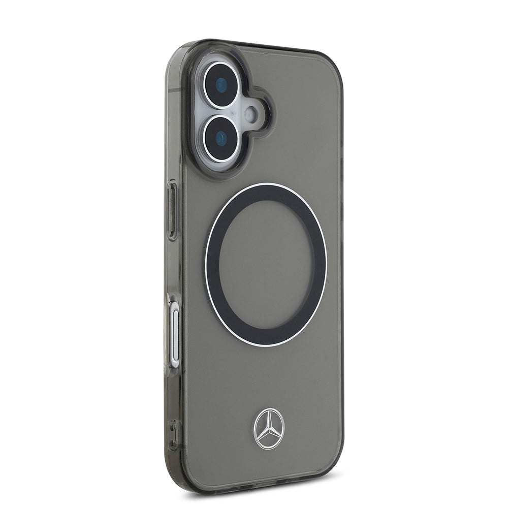 Mercedes Benz iPhone 16 Orjinal Lisanslı M-safe Şarj Özellikli Saydam Yüzey Silver Ring Kılıf