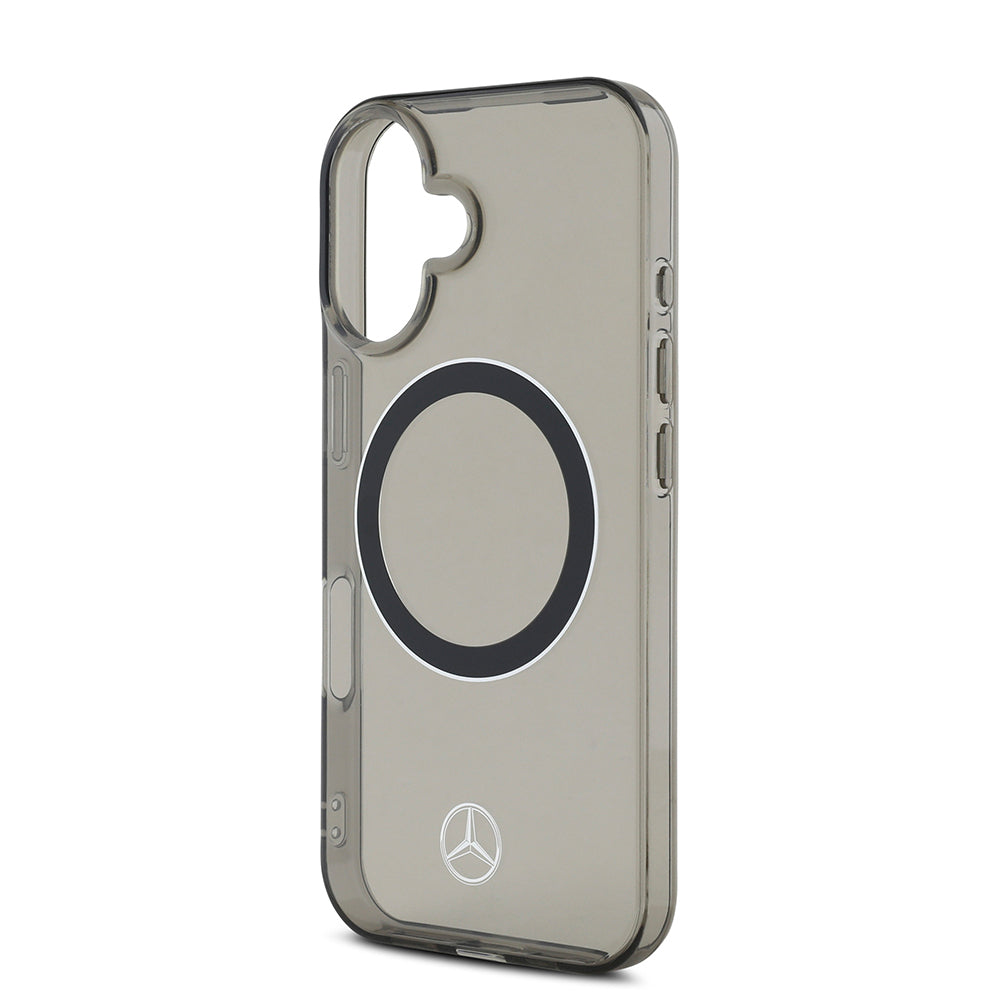 Mercedes Benz iPhone 16 Orjinal Lisanslı M-safe Şarj Özellikli Saydam Yüzey Silver Ring Kılıf