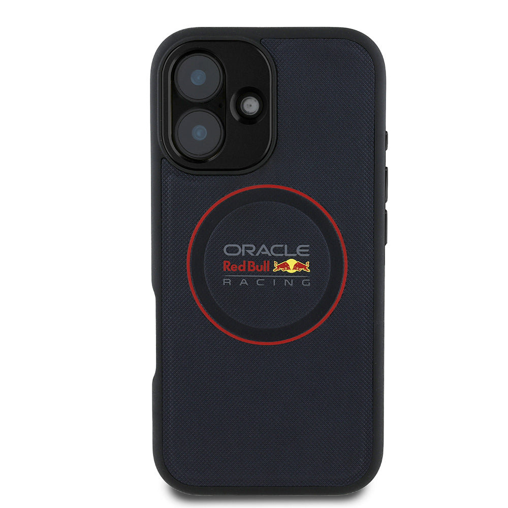 Apple iPhone 16 Redbull Orjinal Lisanslı M-safe Şarj Özellikli Kırmızı Halka ve Logo Kabartmalı PU Deri Kılıf