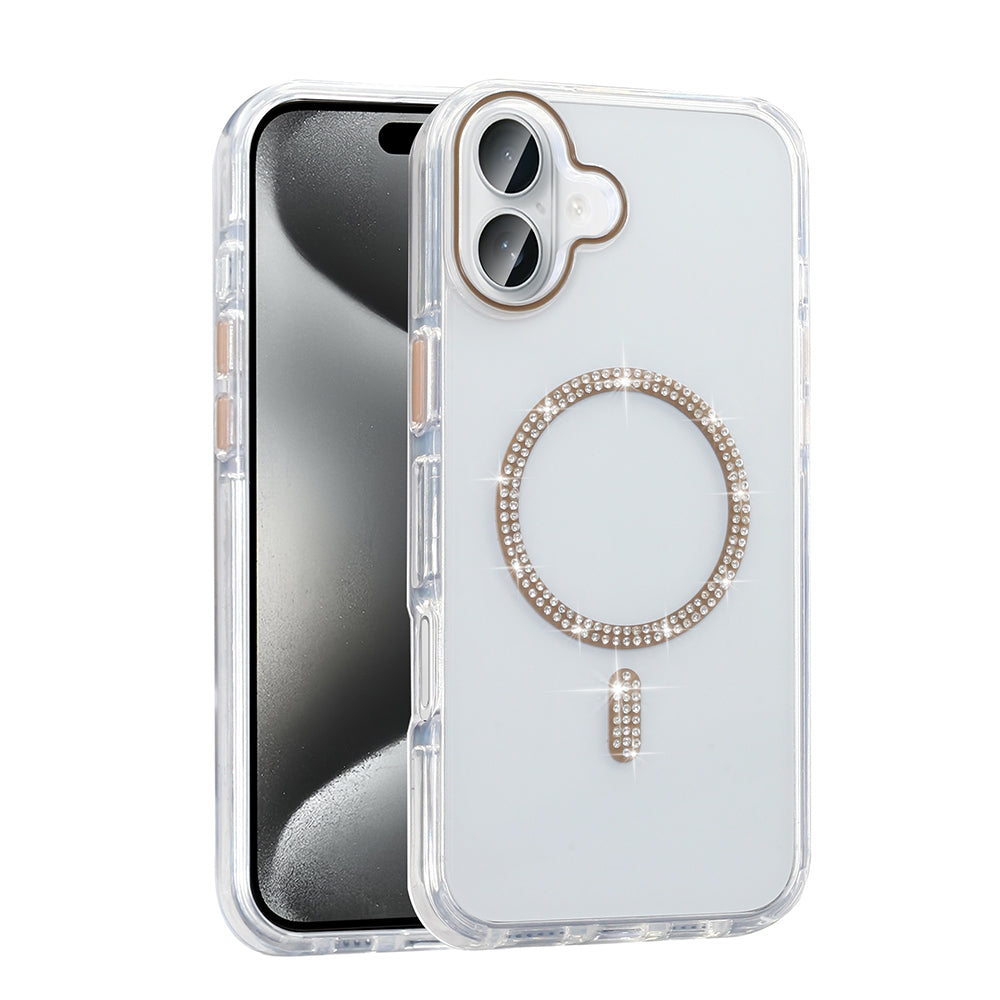Cepax iPhone 16 Taşlı Tasarım M-safe Şarj Özellikli Koment Silikon Kılıf