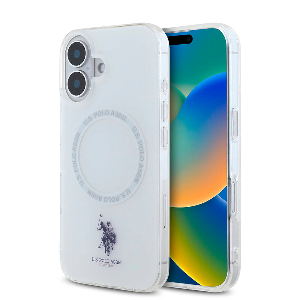 U.S. Polo Assn. iPhone 16 Orjinal Lisanslı M-safe Şarj Özellikli IML Double Horse Logolu Ring Kılıf