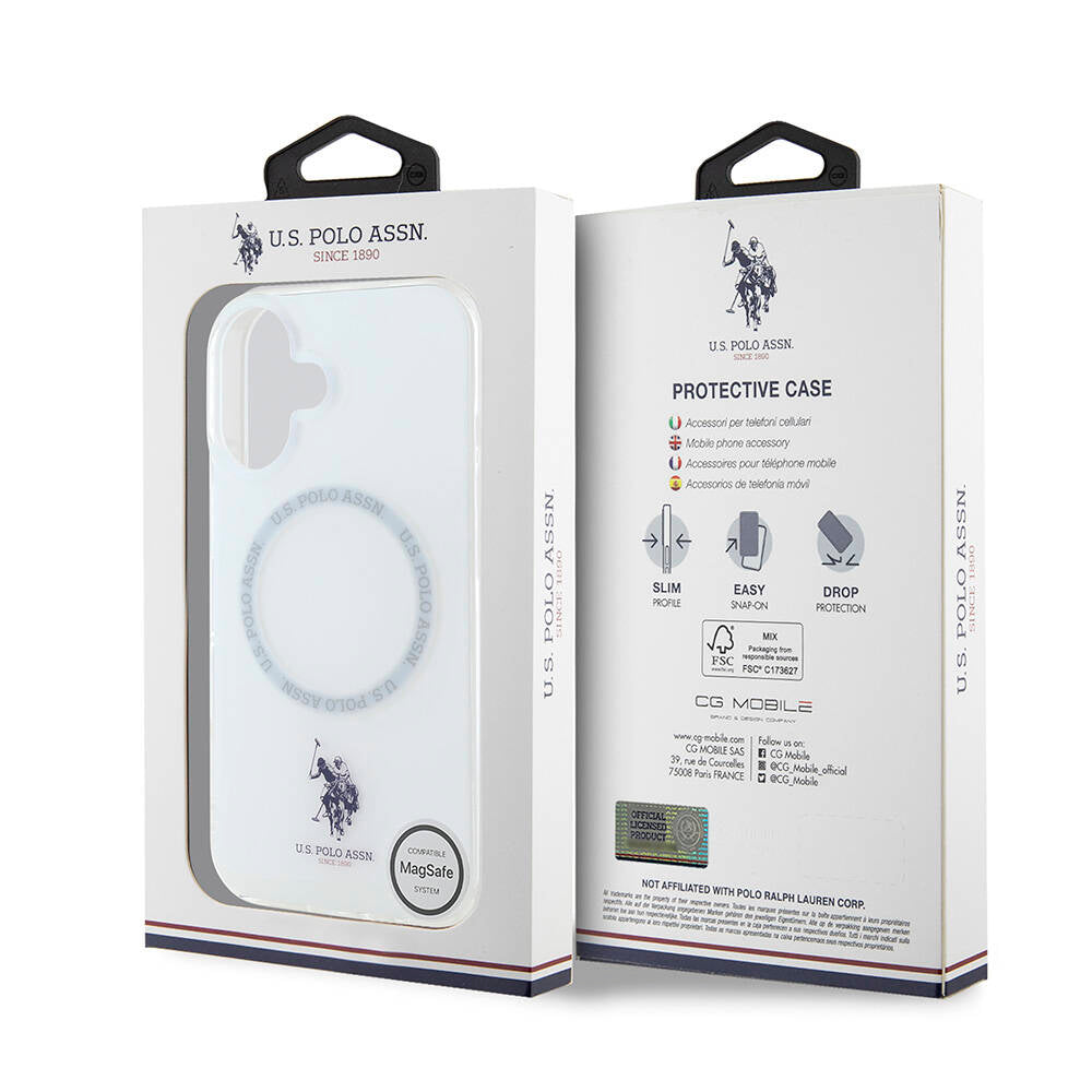 U.S. Polo Assn. iPhone 16 Orjinal Lisanslı M-safe Şarj Özellikli IML Double Horse Logolu Ring Kılıf