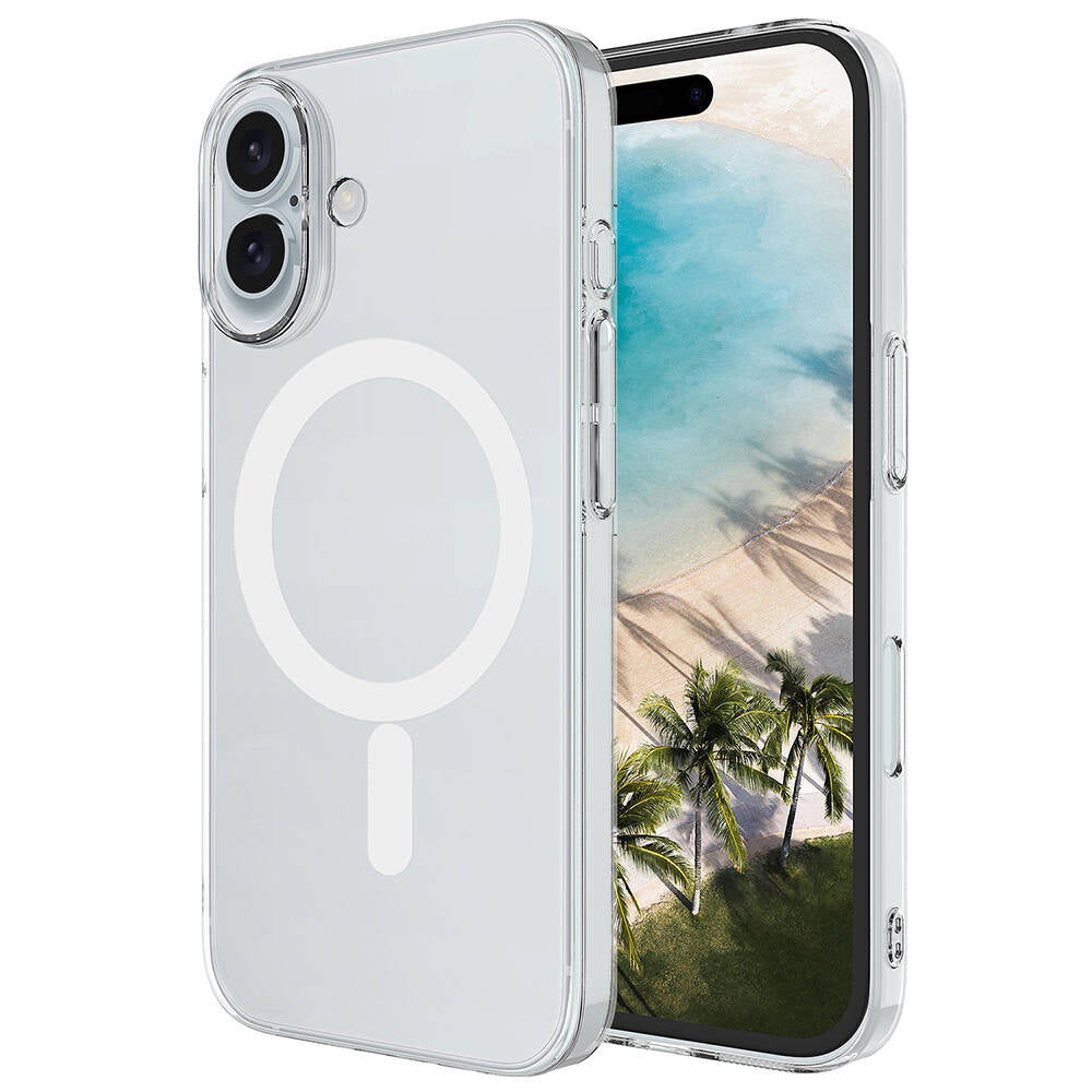 Cepax iPhone 16 M-safe Şarj Özellikli Şeffaf Tek Kamera Çerçeveli Porto Kılıf