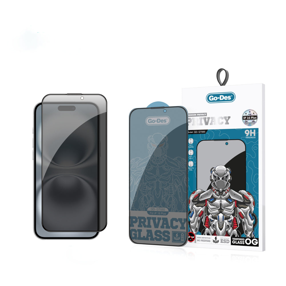 Go Des 9D iPhone 16 Plus Full Cover Privacy Temperli Cam Ekran Koruyucu