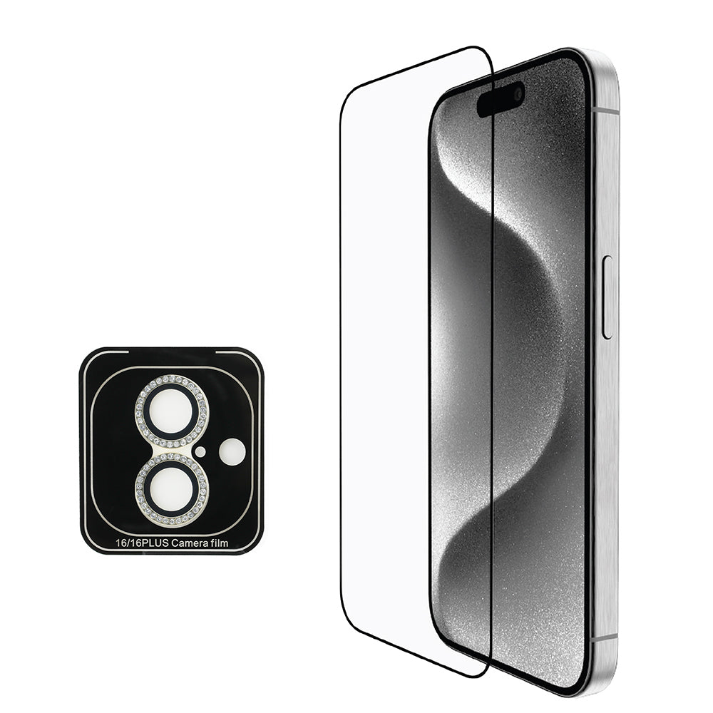 Guess iPhone 16 Plus Orjinal Lisanslı Kılıf + Ekran Koruyucu + Lens Koruyucu 3in1 Aksesuar Seti