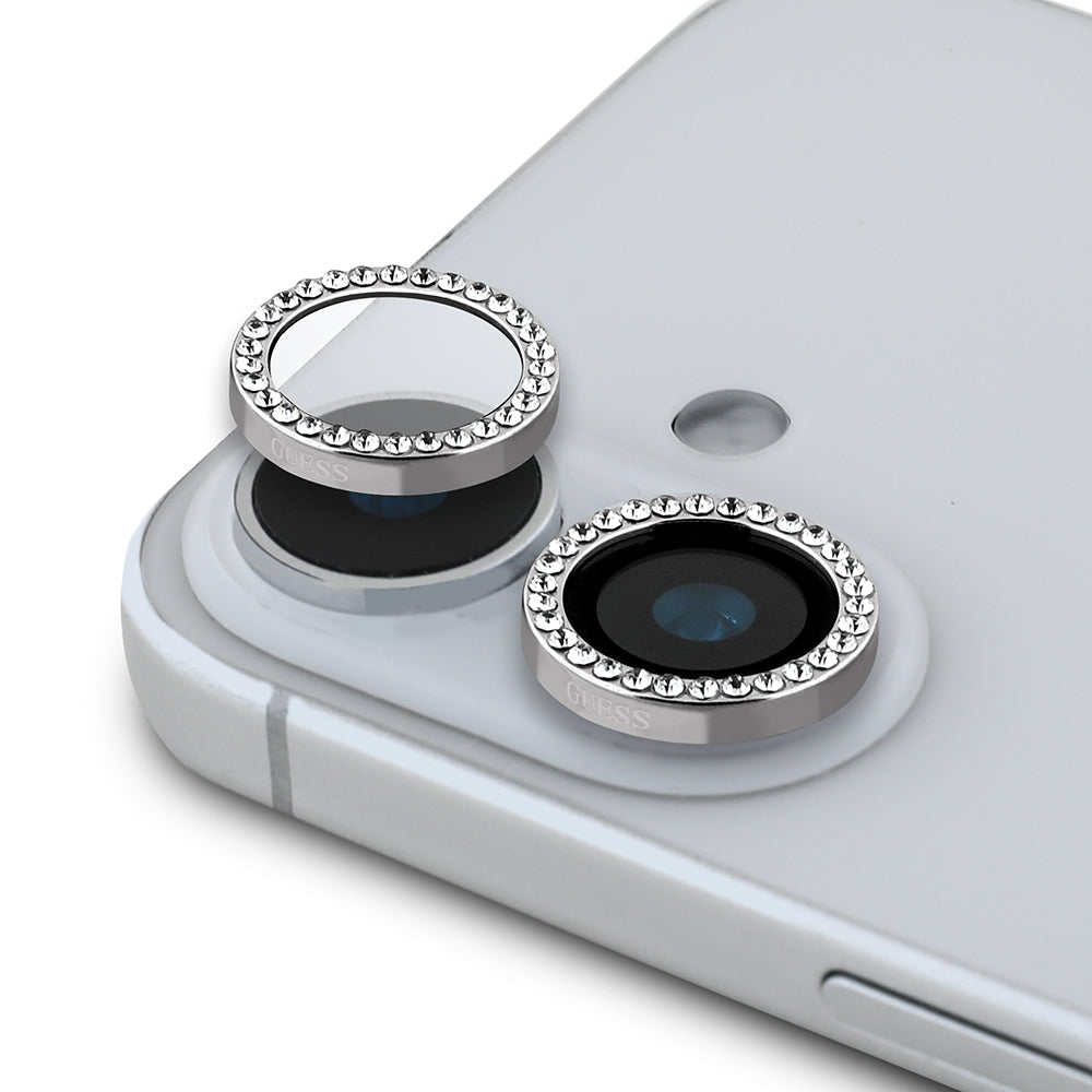 Guess iPhone 16 Plus Orjinal Lisanslı Rhinestone Ekran Koruyucu + Lens Koruyucu 2in1 Aksesuar Seti