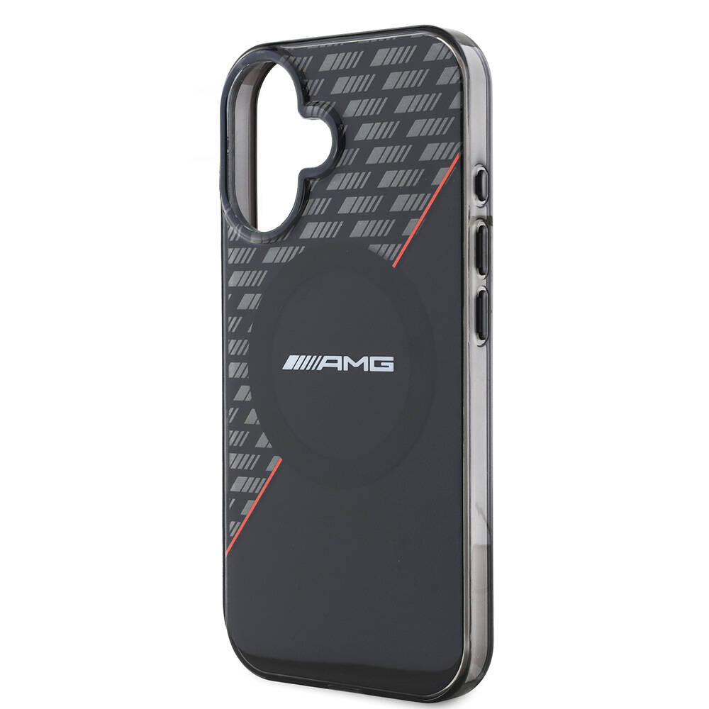 AMG iPhone 16 Plus Orjinal Lisanslı M-safe Şarj Özellikli Çift Katmanlı Kırmızı Çapraz Çizgili Kılıf