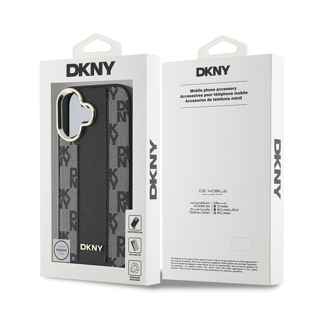 DKNY iPhone 16 Plus Orjinal Lisanslı M-safe Şarj Özellikli 3D Yazılı Checkered Pattern Kılıf