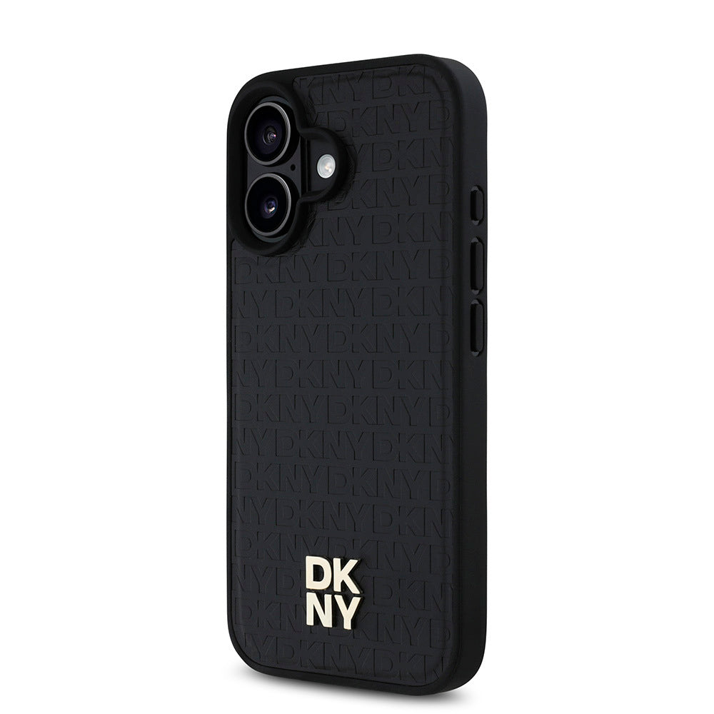 DKNY iPhone 16 Plus Orjinal Lisanslı M-safe Şarj Özellikli 3D Yazılı Repeat Pattern Kılıf