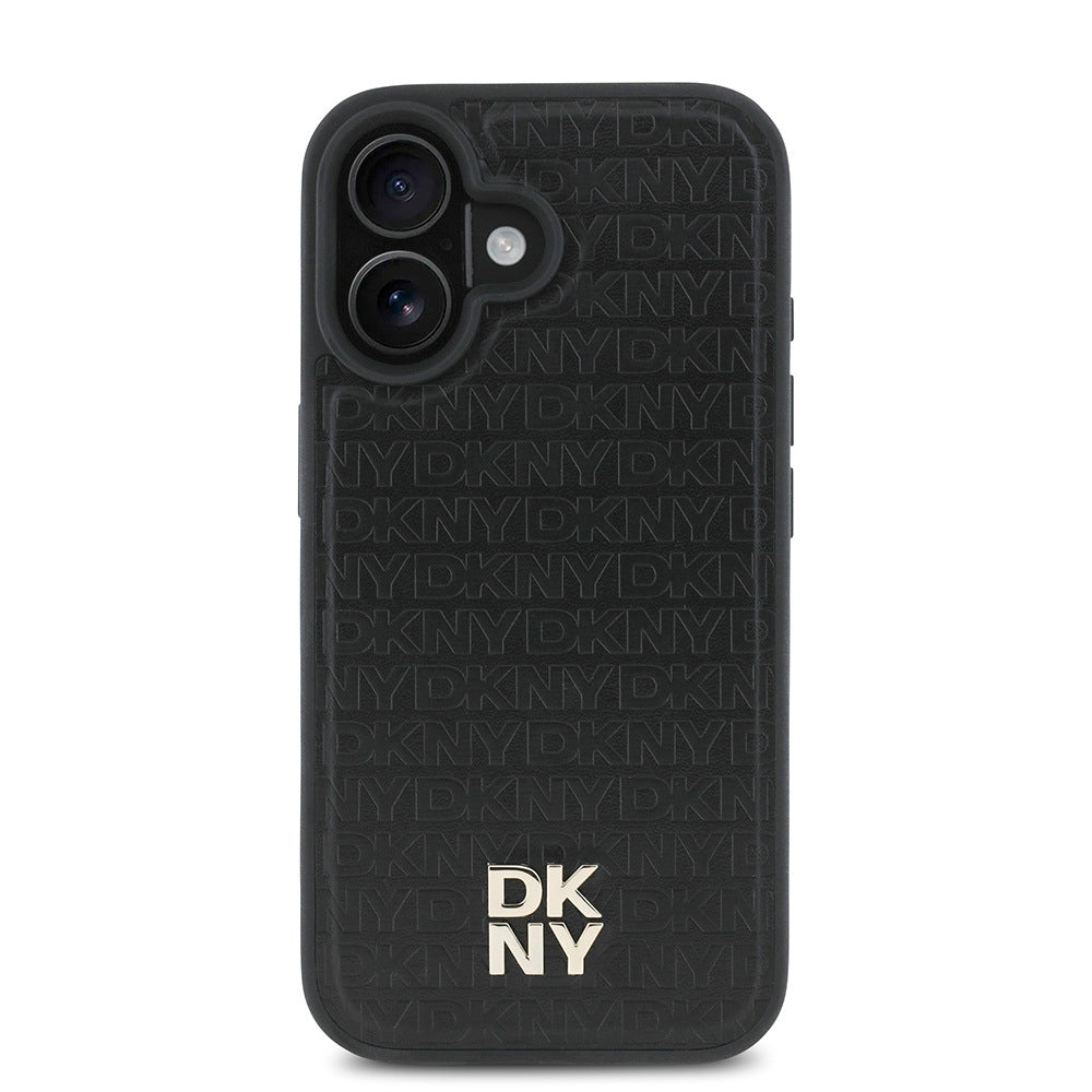 DKNY iPhone 16 Plus Orjinal Lisanslı M-safe Şarj Özellikli 3D Yazılı Repeat Pattern Kılıf