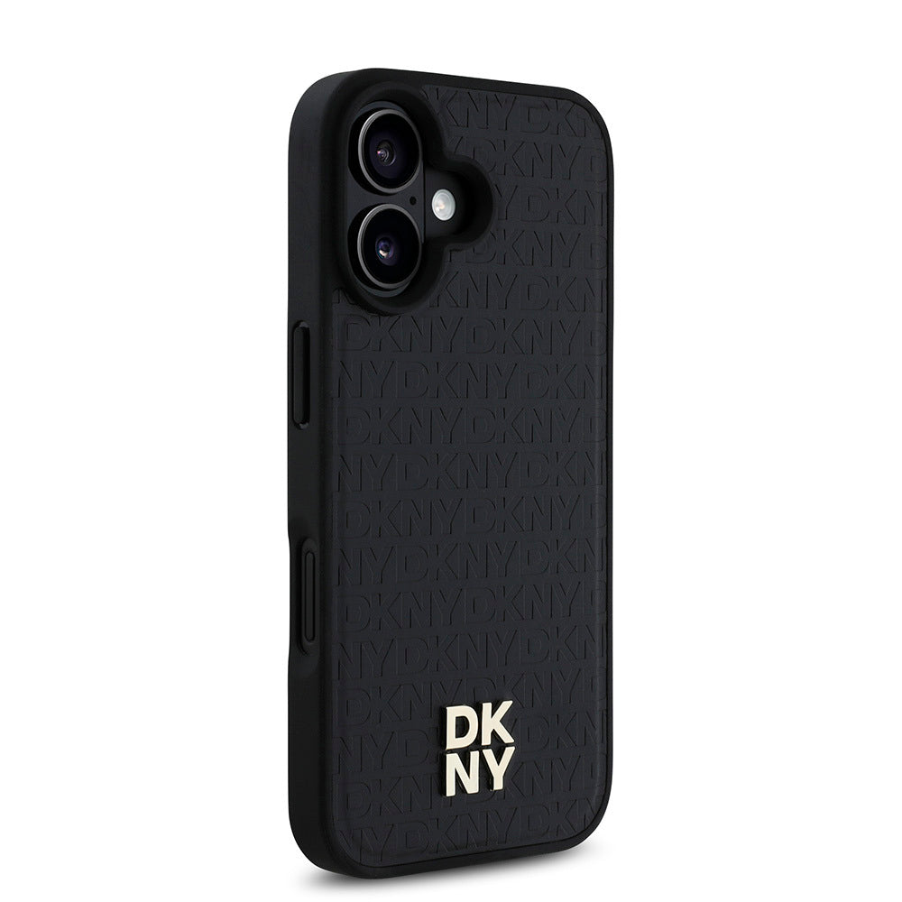 DKNY iPhone 16 Plus Orjinal Lisanslı M-safe Şarj Özellikli 3D Yazılı Repeat Pattern Kılıf