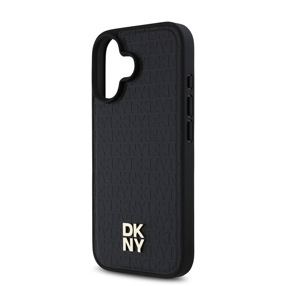 DKNY iPhone 16 Plus Orjinal Lisanslı M-safe Şarj Özellikli 3D Yazılı Repeat Pattern Kılıf