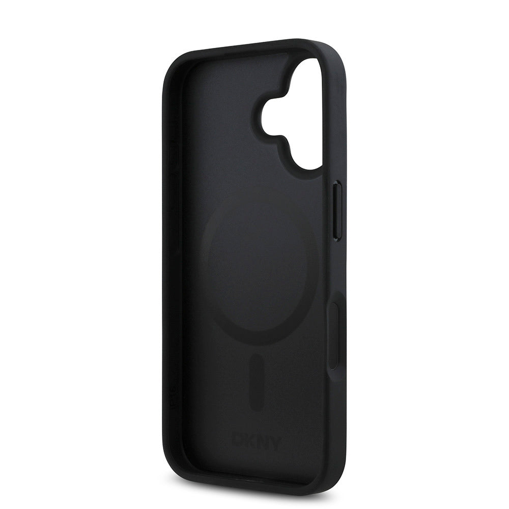 DKNY iPhone 16 Plus Orjinal Lisanslı M-safe Şarj Özellikli 3D Yazılı Repeat Pattern Kılıf