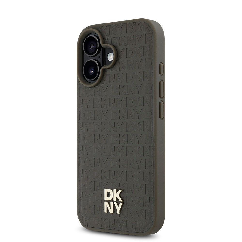 DKNY iPhone 16 Plus Orjinal Lisanslı M-safe Şarj Özellikli 3D Yazılı Repeat Pattern Kılıf