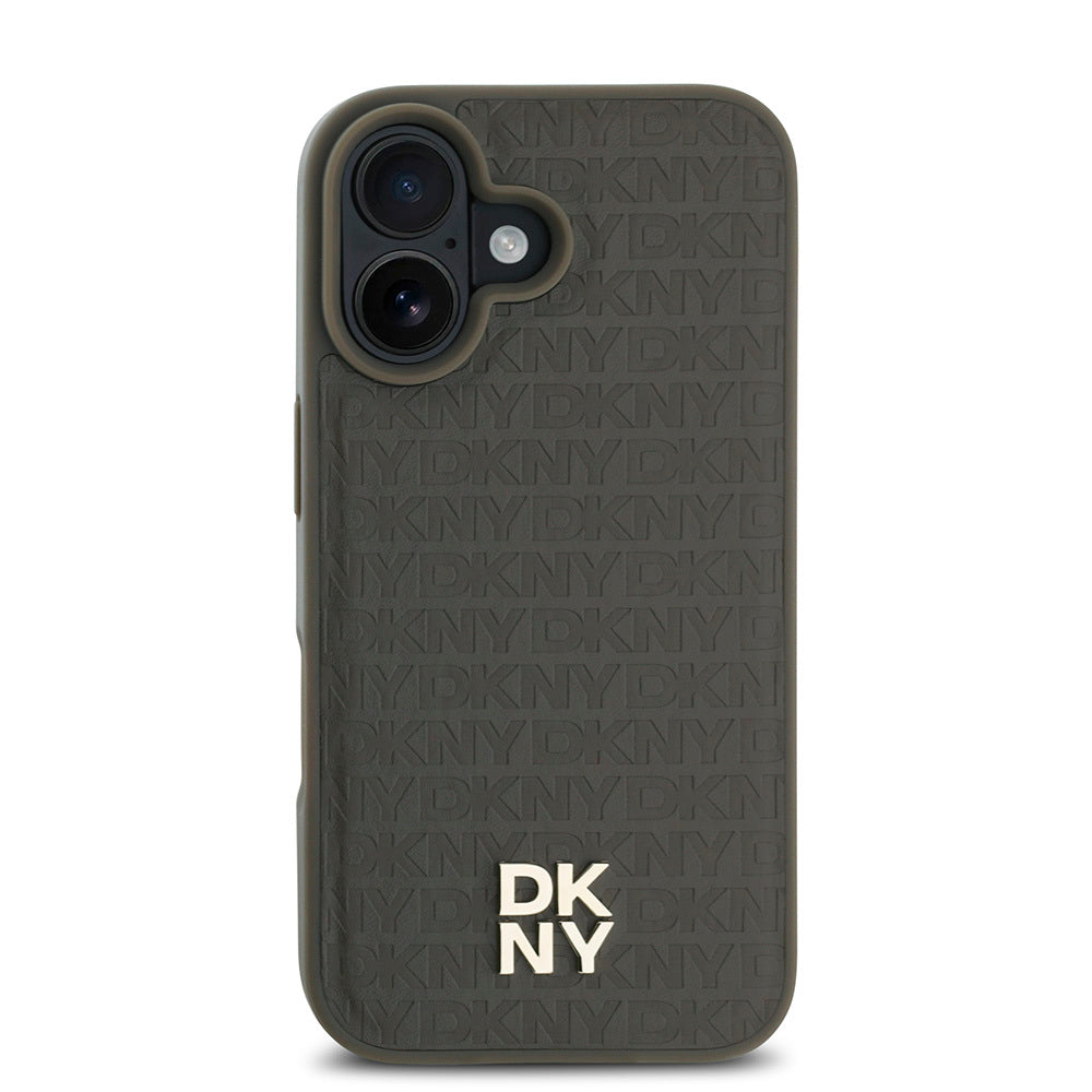 DKNY iPhone 16 Plus Orjinal Lisanslı M-safe Şarj Özellikli 3D Yazılı Repeat Pattern Kılıf