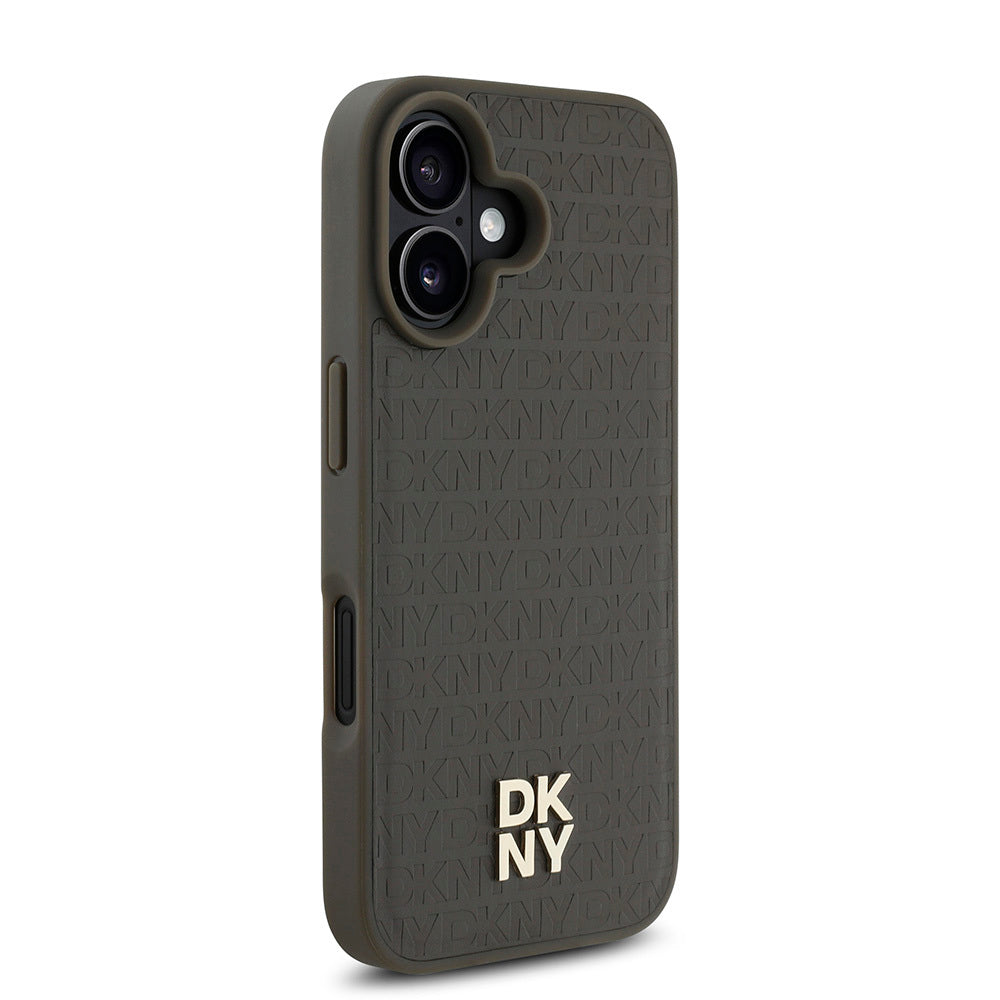 DKNY iPhone 16 Plus Orjinal Lisanslı M-safe Şarj Özellikli 3D Yazılı Repeat Pattern Kılıf