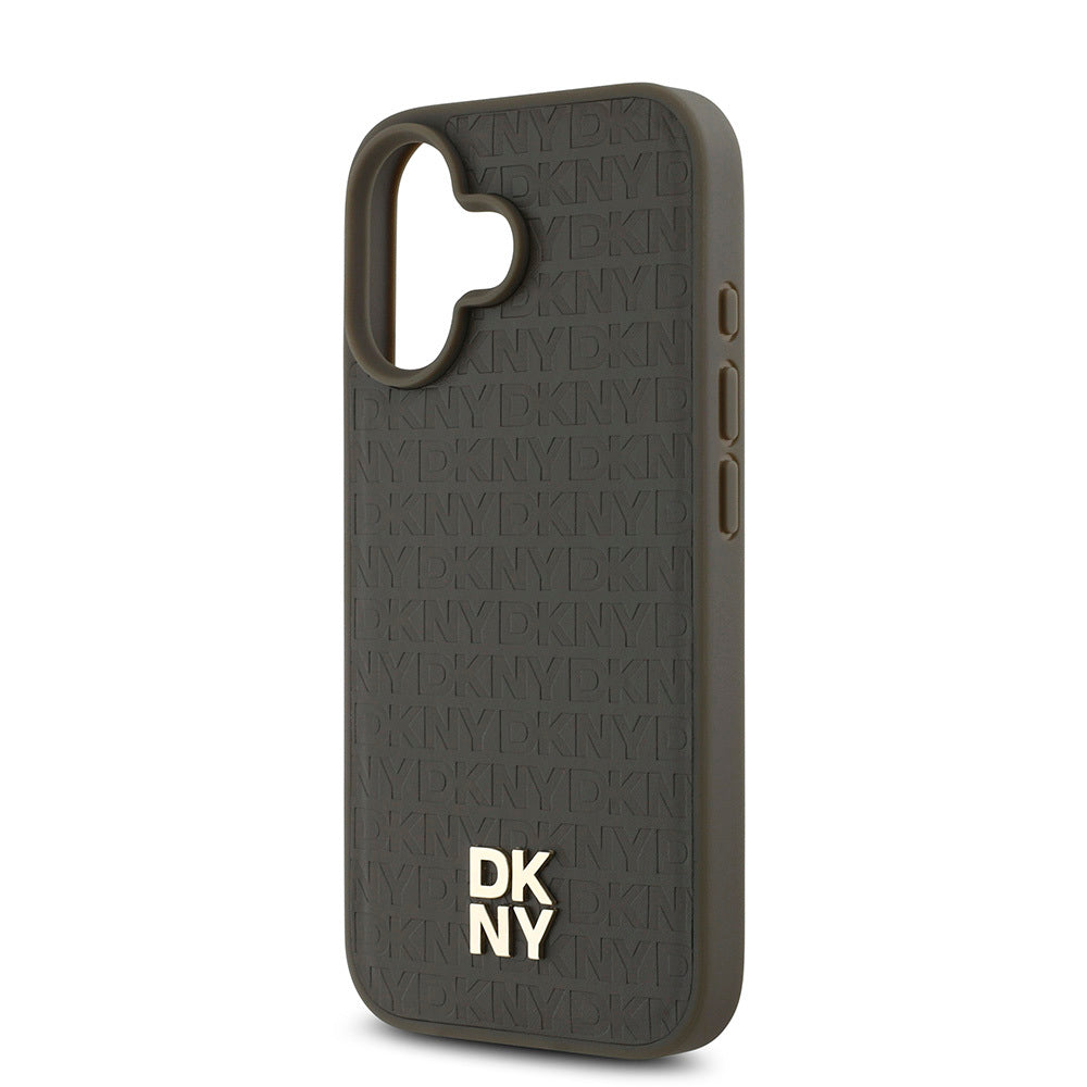 DKNY iPhone 16 Plus Orjinal Lisanslı M-safe Şarj Özellikli 3D Yazılı Repeat Pattern Kılıf
